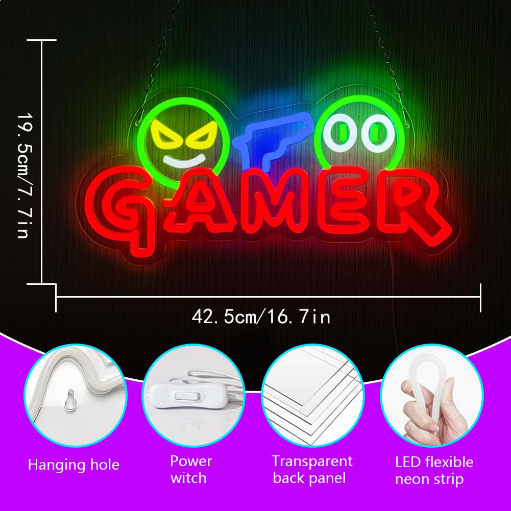 Gamer Neon Sign LED Wall Light - Room Decor Lighting Lamp ulasan dan harga