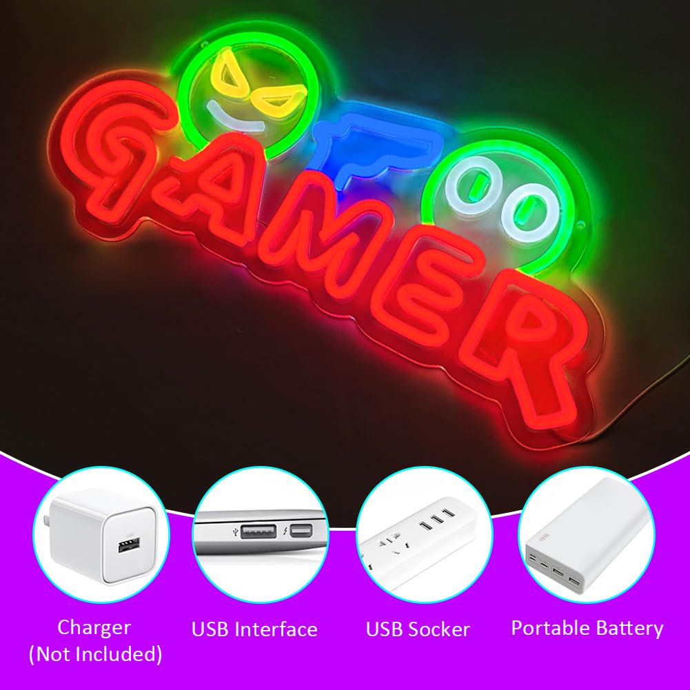 Gamer Neon Sign LED Wall Light - Room Decor Lighting Lamp ulasan dan harga
