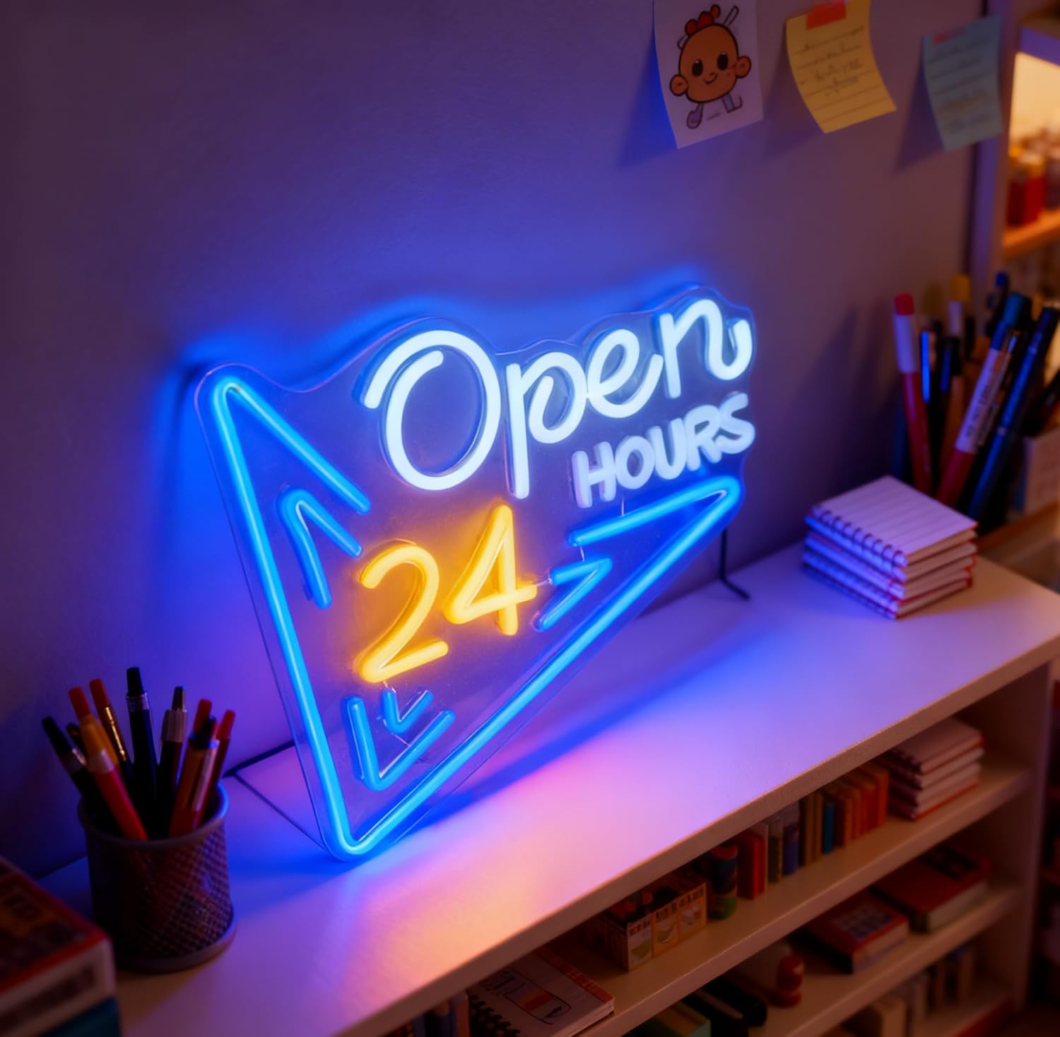  24 Hours Open Neon Sign USB  - Decor Lighting Opening Hours ulasan dan harga
