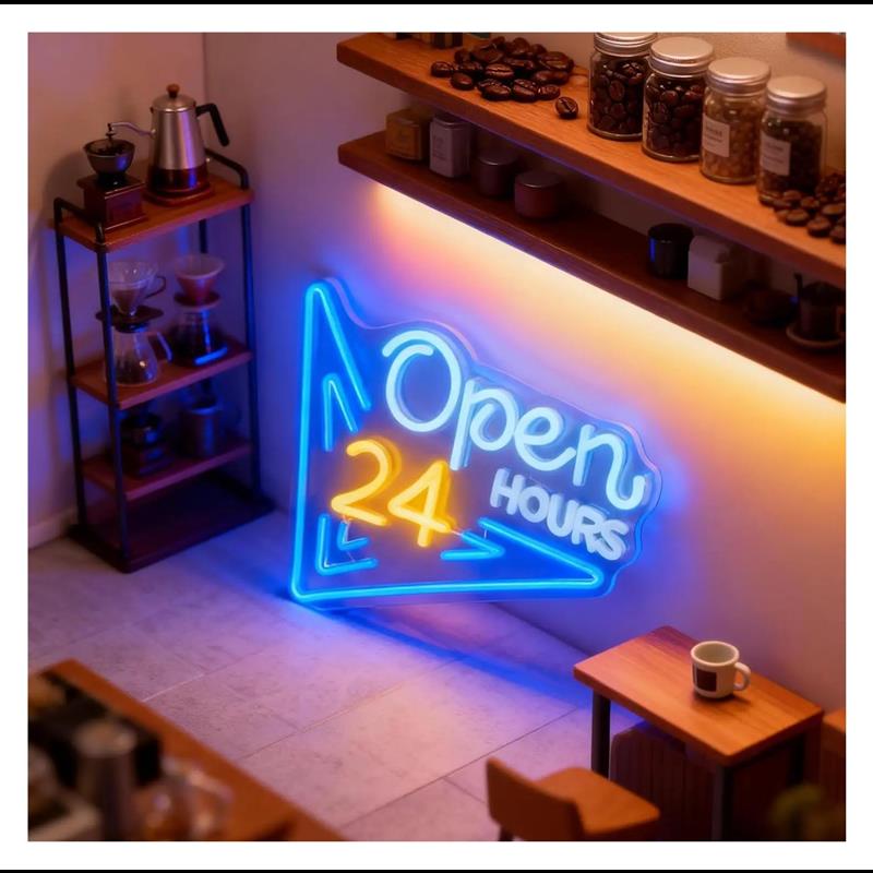Open 24 Hours Neon Sign USB Po - Decor Lighting Opening Hours ulasan dan harga