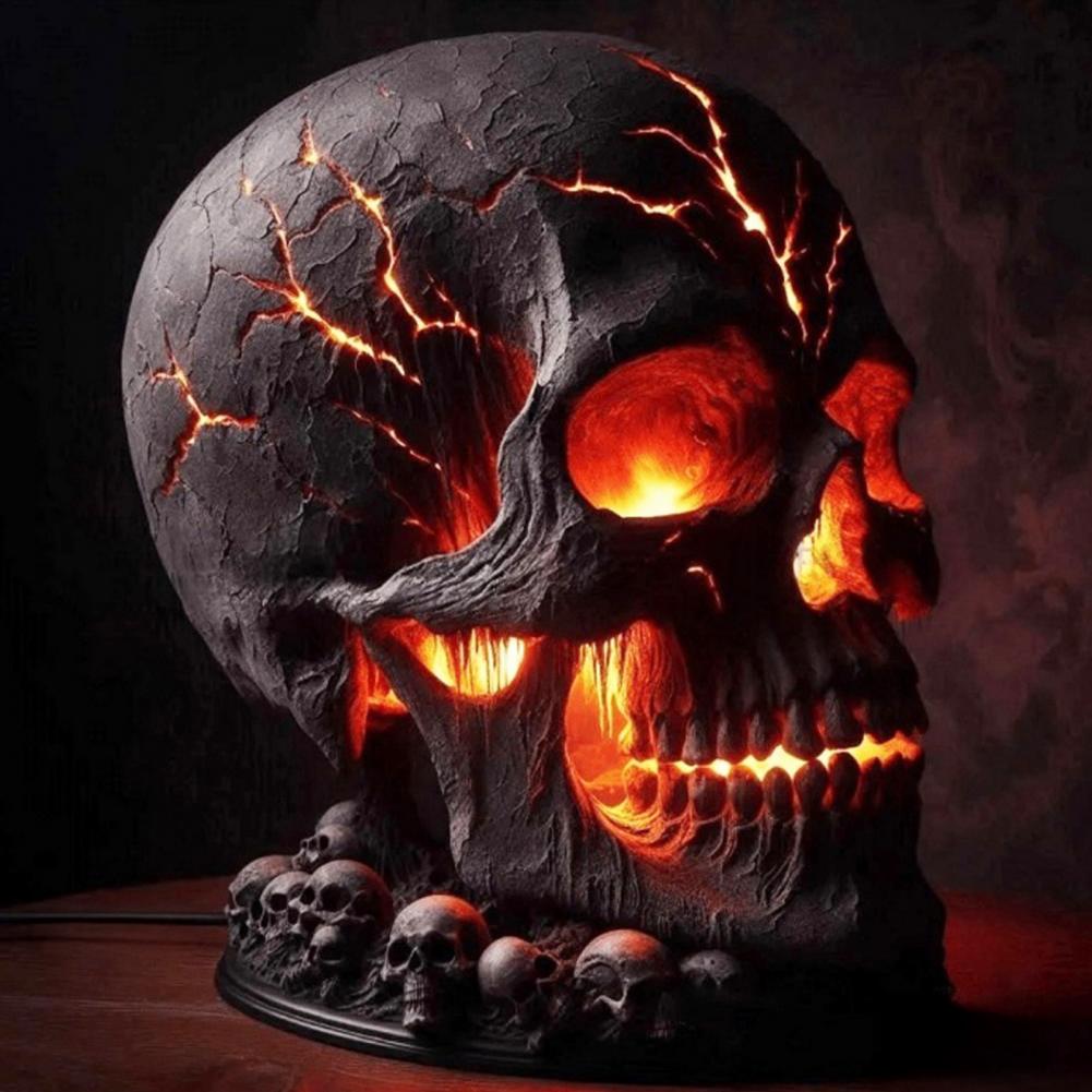 Halloween Lava Stone Skull Lam - Unique Lighting Decor ulasan dan harga