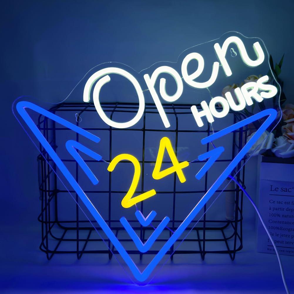 Open 24 Hours Neon Sign Dimmab - Decor Lighting Opening Hours ulasan dan harga