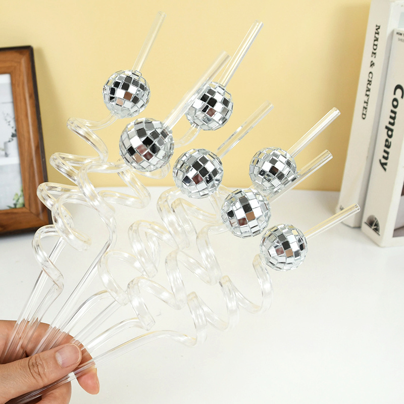 6pcs Mirror Disco Ball Straws  - Disco Ball Mirror ulasan dan harga