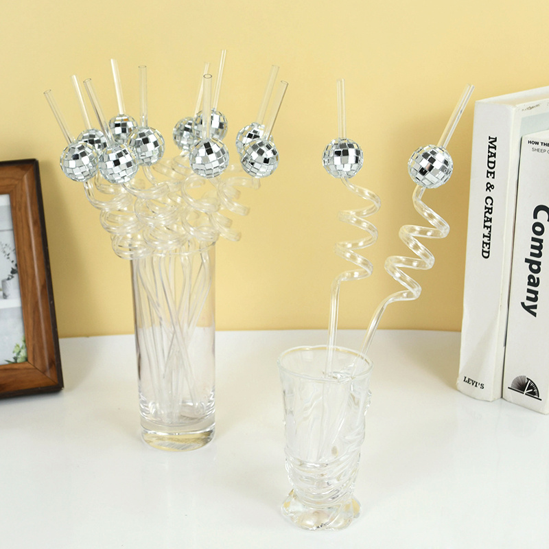 6pcs Mirror Disco Ball Straws  - Disco Ball Mirror ulasan dan harga