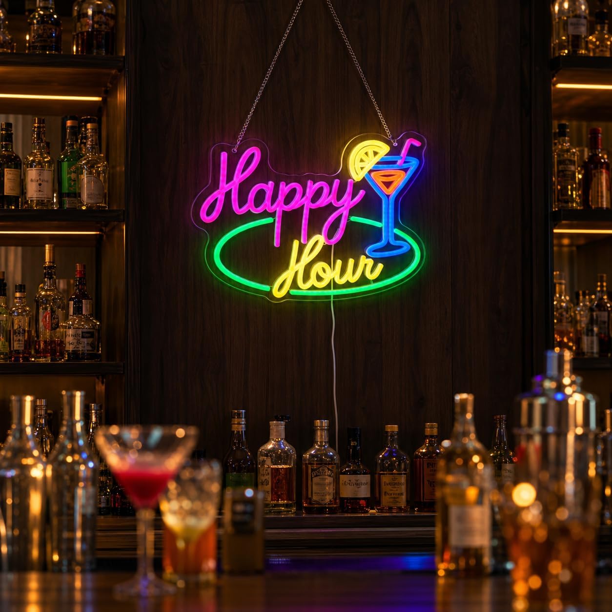 Happy Hour Cocktail LED Neon S - Decor Lighting Opening Hours ulasan dan harga