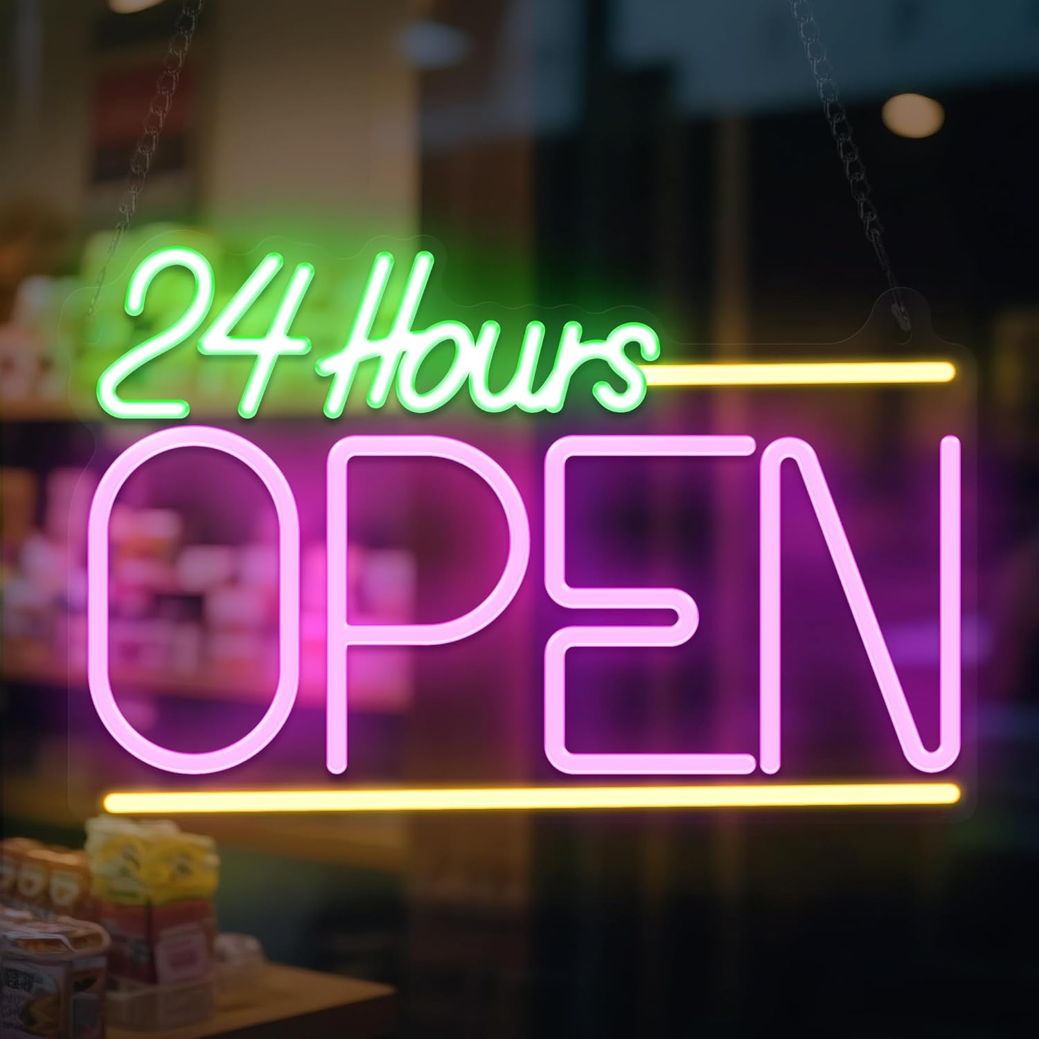 Open 24 Hours Neon Sign USB LE - Decor Lighting Opening Hours ulasan dan harga