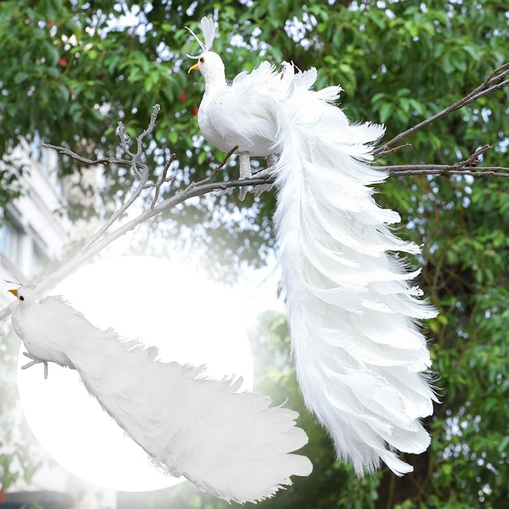 Simulation White Peacock Beaut - Pendant Lighting Christmas Decor ulasan dan harga