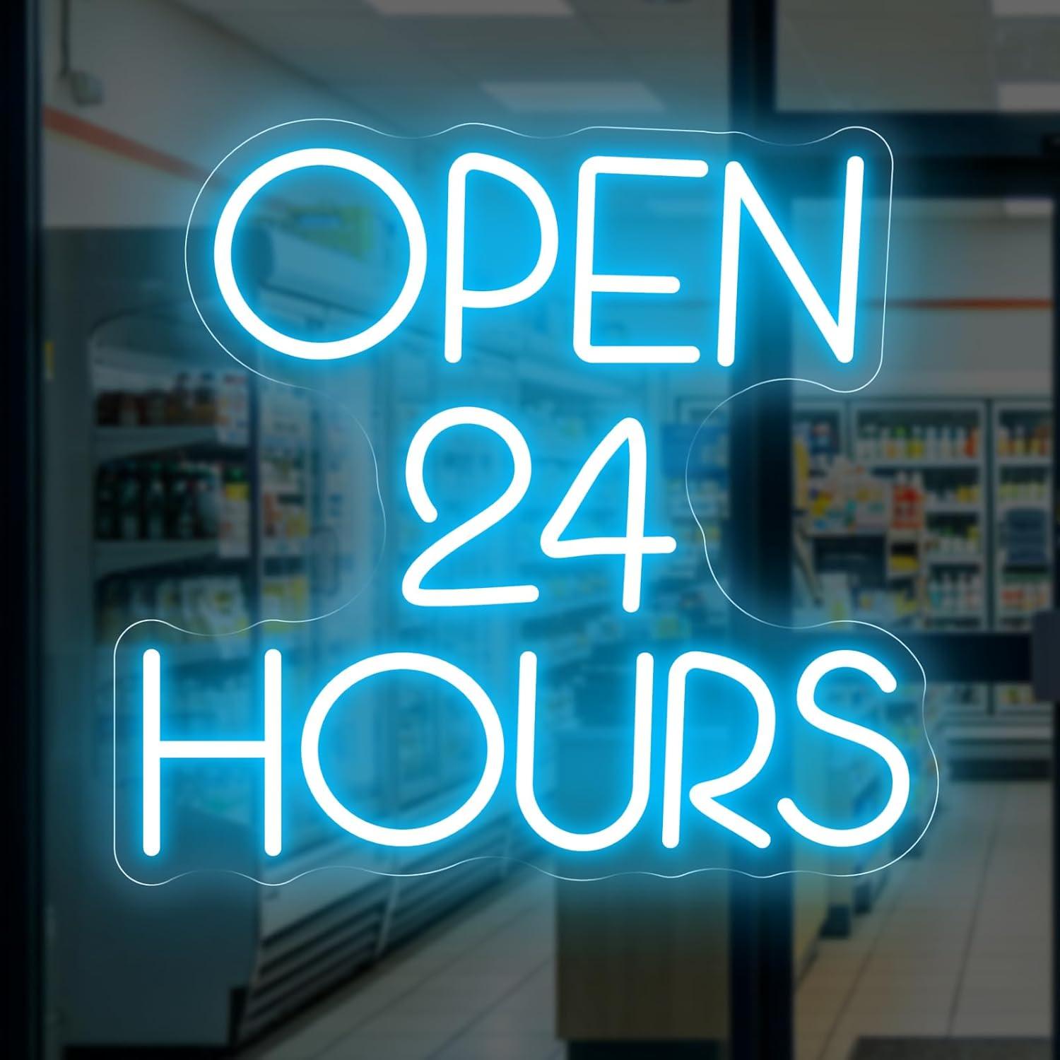 Open 24 Hours Neon Sign USB Di - Decor Lighting Opening Hours ulasan dan harga