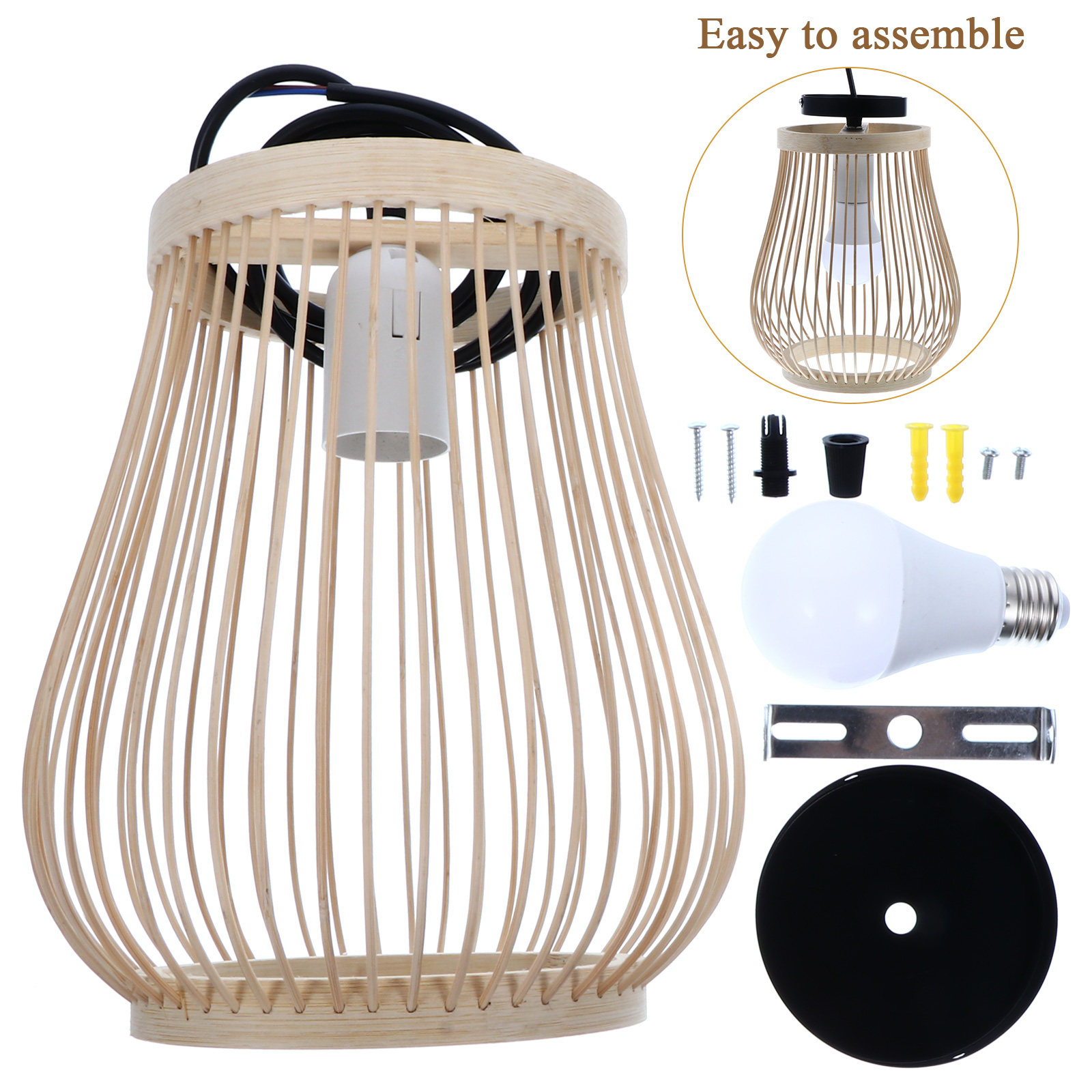 Woven Bamboo Chandelier Handcr - Decor Lighting Solution ulasan dan harga