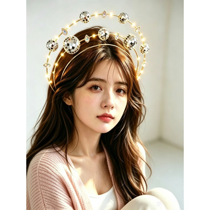 Silver Double Ring Disco Headb - Disco Ball Mirror ulasan dan harga