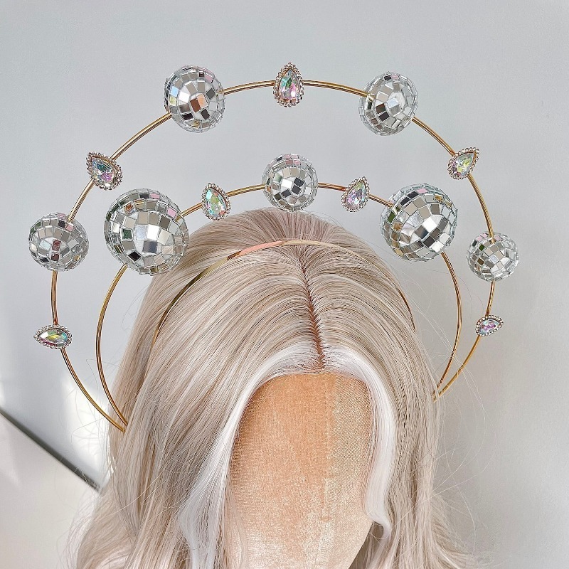Silver Double Ring Disco Headb - Disco Ball Mirror ulasan dan harga