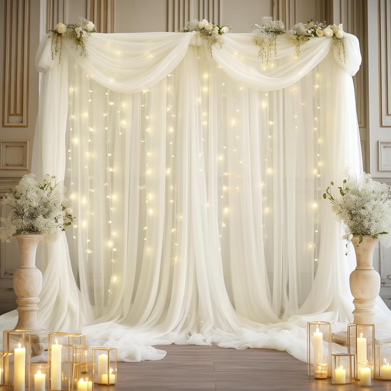 1 Pack Wedding Tulle Backdrop  - Decor Lighting Pack ulasan dan harga